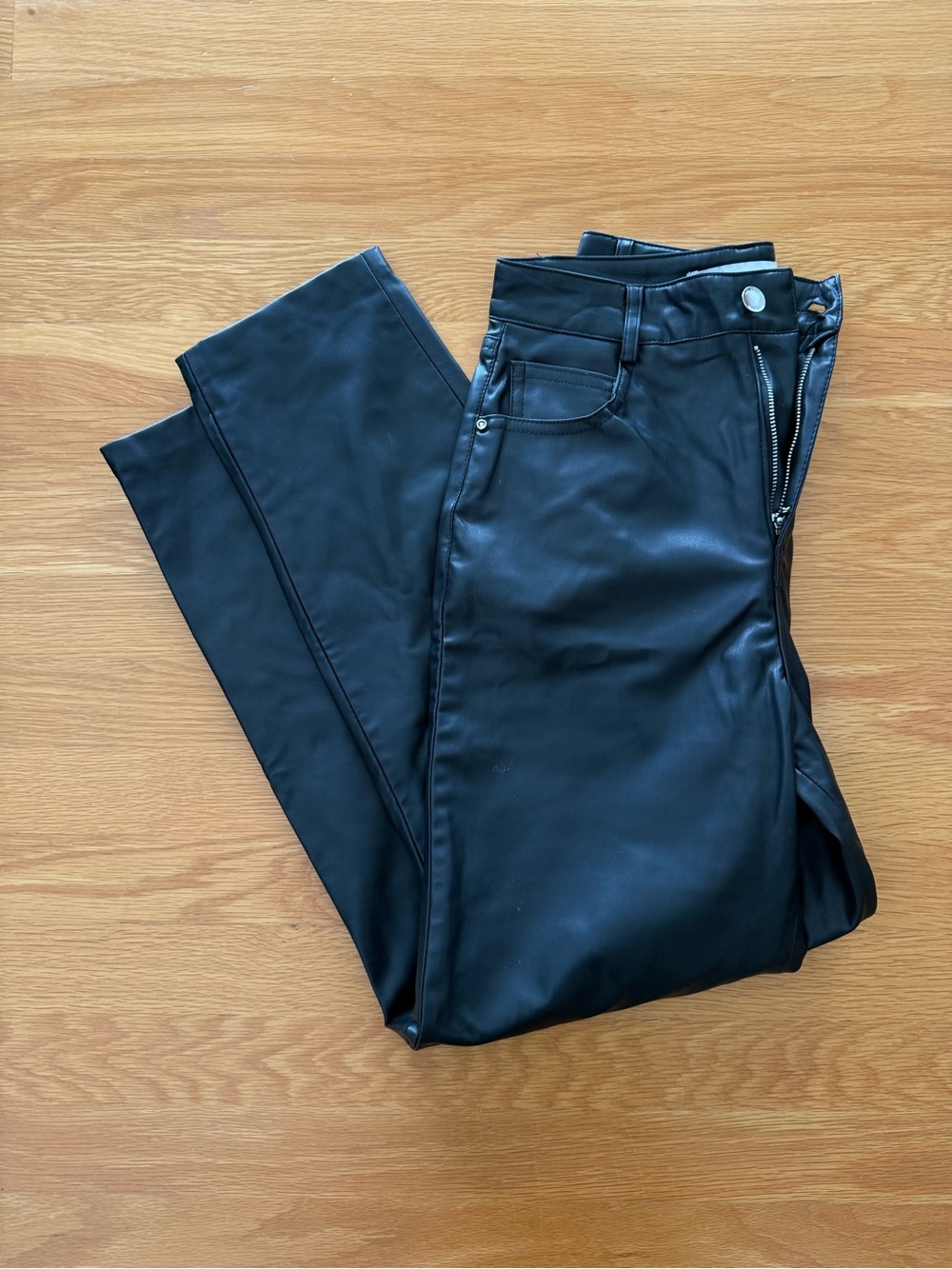 Zara Black Faux Leather Skinny Jeans